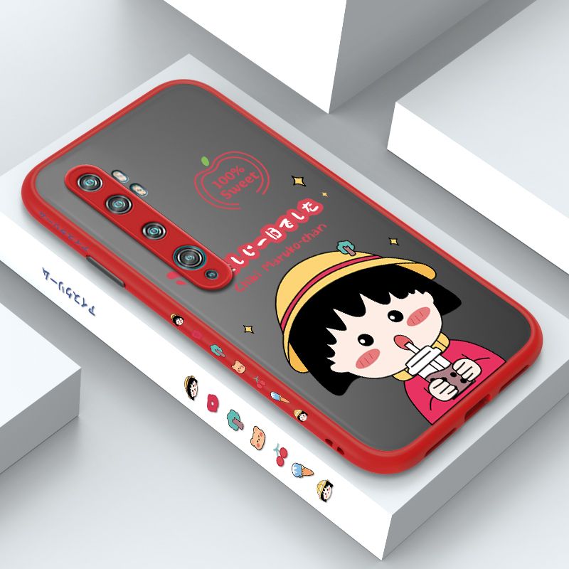 ZeroQiQi for Xiaomi Note 10 Pro Case Chibi Maruko Side Printing Cover Frosted Ultra Thin Protective Anti Fall Phone Case