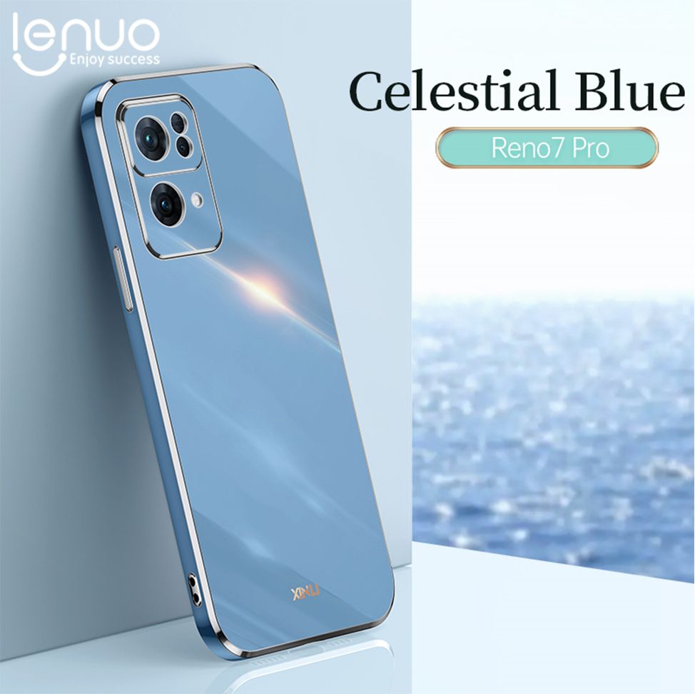 Lenuo Luxury 6D Plating Soft Casing Silicone Square Frame Phone Case For Reno7 Pro Phone Case Shiny Bling Back Cover Coque