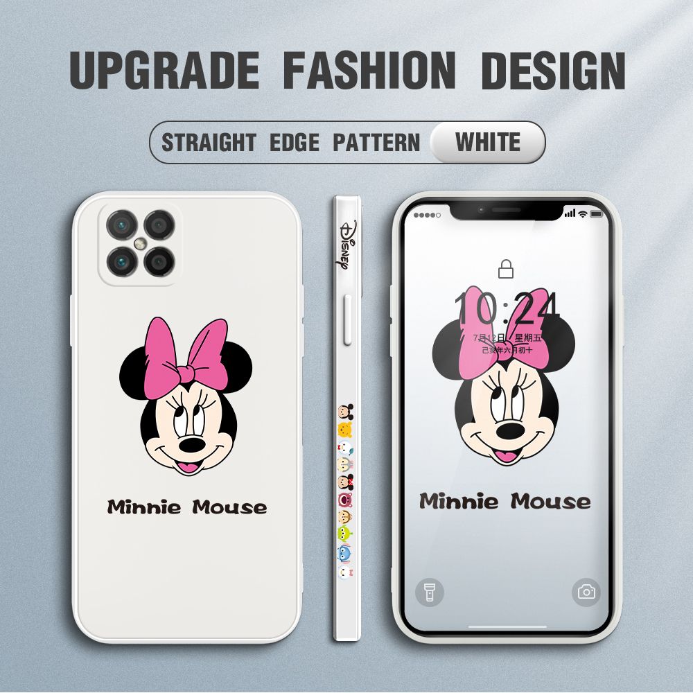 Jizetin for Huawei Nova 8 SE Case Minnie Mickey Mouse Design Side Design Phone Case Square Edge Pattern Liquid Silicone Cases Full Cover Camera Shockproof Protective Case