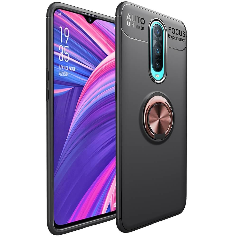 For OPPO R17 Pro 360 Degree Rotating Ring Clip Holder Case (Compatible with Magnetic Car Mount) Resilient TPU Drop Protection Armor Protective Case Cover