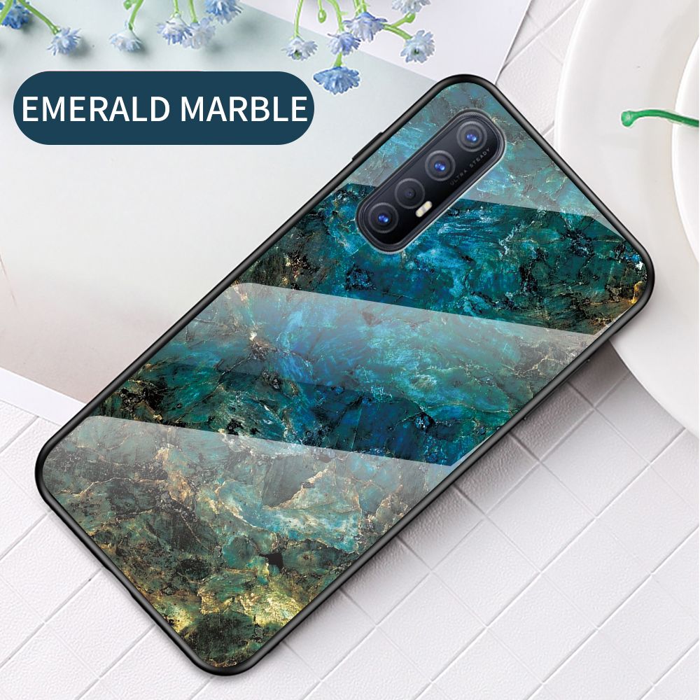 Case for OPPO Reno3 Pro 5G Tempered Glass Protective Layer on the Back and TPU Bumper Anti+shock Shock Absorption Protective Cover