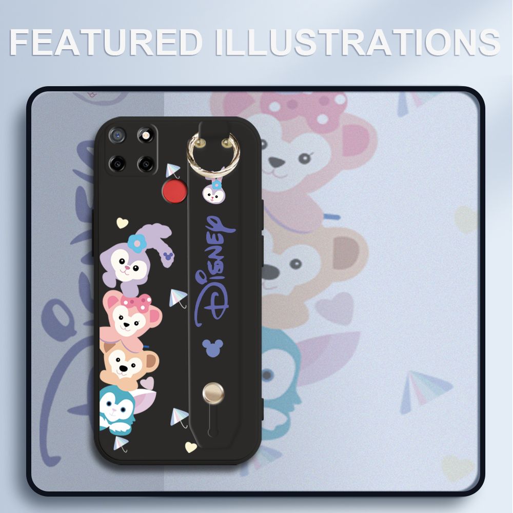 UCUC for Realme C25s Wrist Strap Case Creative Cartoon Cute Bunny Cover Ultra Thin Anti Fall Liquid Silicone Phone Case
