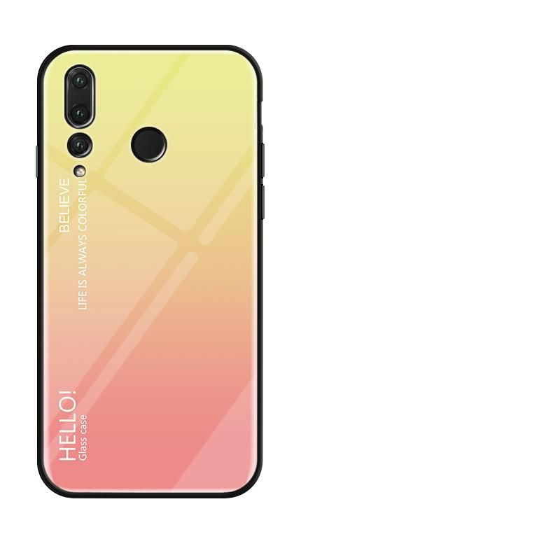 Gradient Color Tempered Glass Casing Protective Case Back Cover Soft TPU Bumper Case For Huawei Nova 4 Case