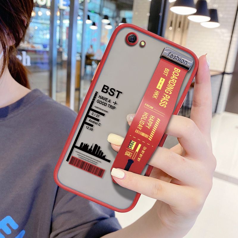 UCUC for OPPO R9S Wrist Strap Case Creative Printing City Landscape Wristband Printing Cover Shockproof Frosted Phone Case