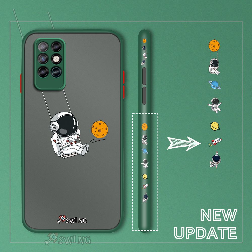 UCUC for Infinix Note 8 Back Cover Swing Astronaut Side Printed Design Phone Case Ultra Thin Frosted Cover Shockproof Phone Cover