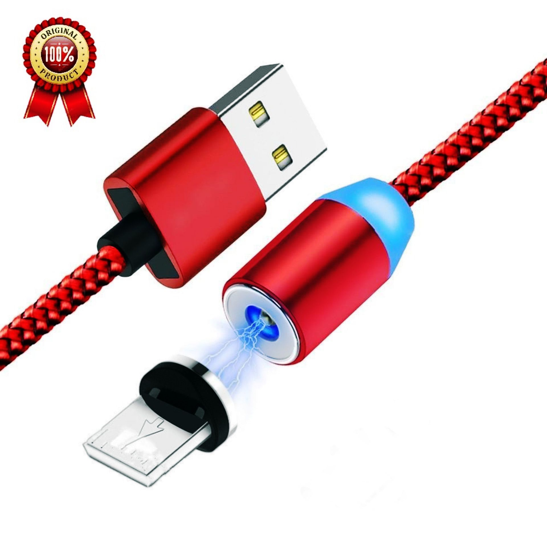 Magnetic USB Cable Fast Charging cables for iPhone Magnetic  USB Charging wire (RED)