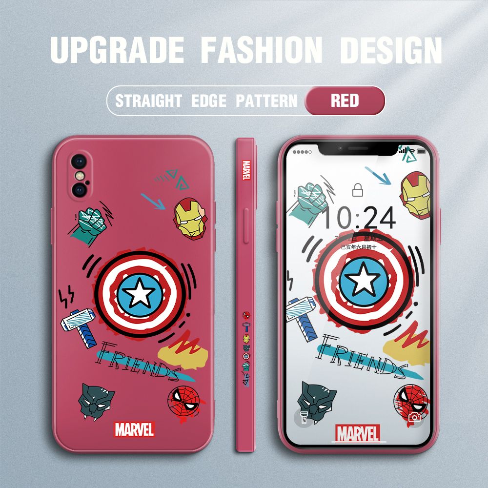 Jizetin for iPhone XS MAX Back Cover Hero Props Side Design Liquid Silicone Phone Case Soft Full Camera Protect Phone Cases