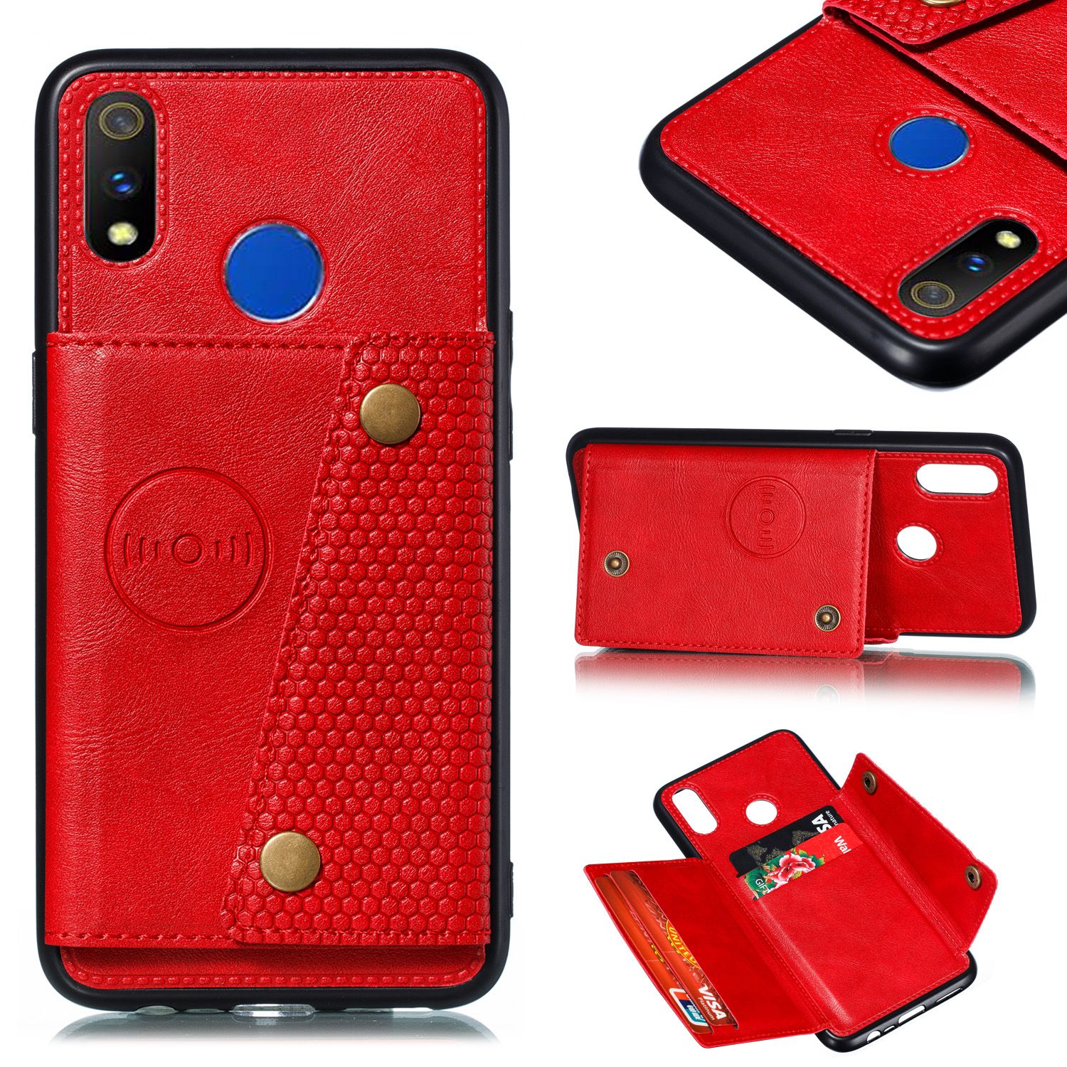 Yfashion For OPPO Realme 3 PU Leather Flip Stand Shockproof  Cover Double Buckle Anti-dust Case With Card Slots Pocket