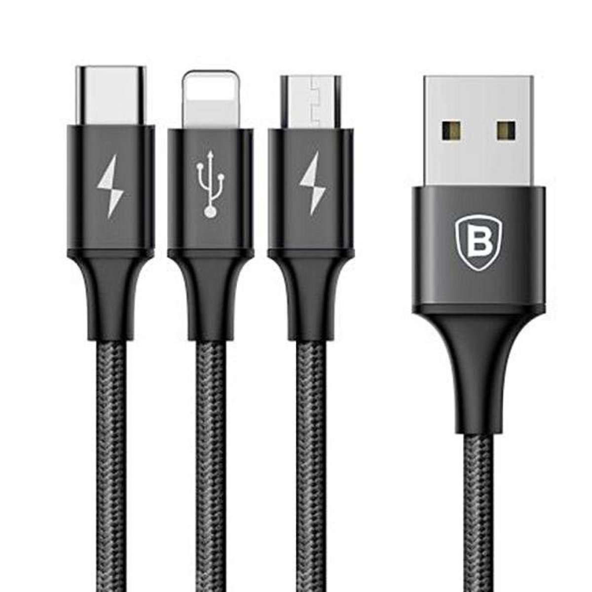 Rapid Series M-icro USB Type-C Charge Data Cable - 1.2M - Black