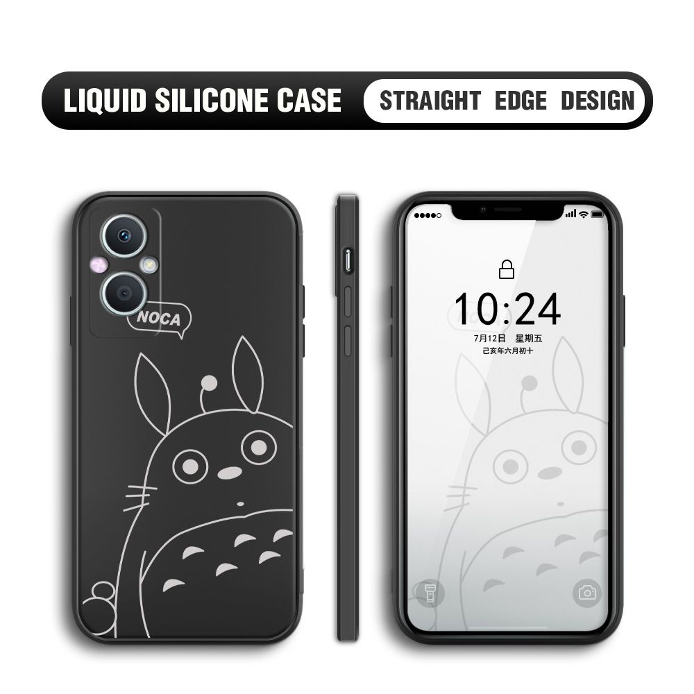 BILI for OPPO Reno7 Z 5G /  Reno8 Z 5G / F21 Pro 5G Back Cover Lovely Totoro Multicolor Liquid Silicone Phone Case Soft Square Lens Protection Phone Cases