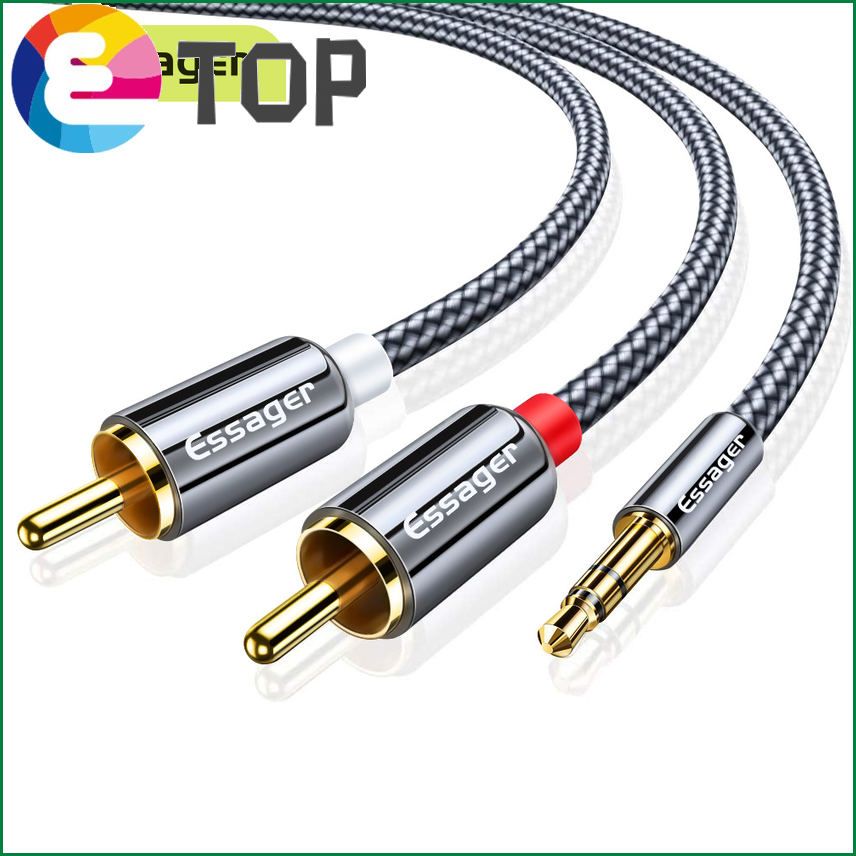 Essager RCA Audio Cable Jack 3.5 to 2 RCA Cable 3.5mm Jack to 2RCA Male Splitter Aux Cable for TV PC Amplifiers DVD Speaker Wire