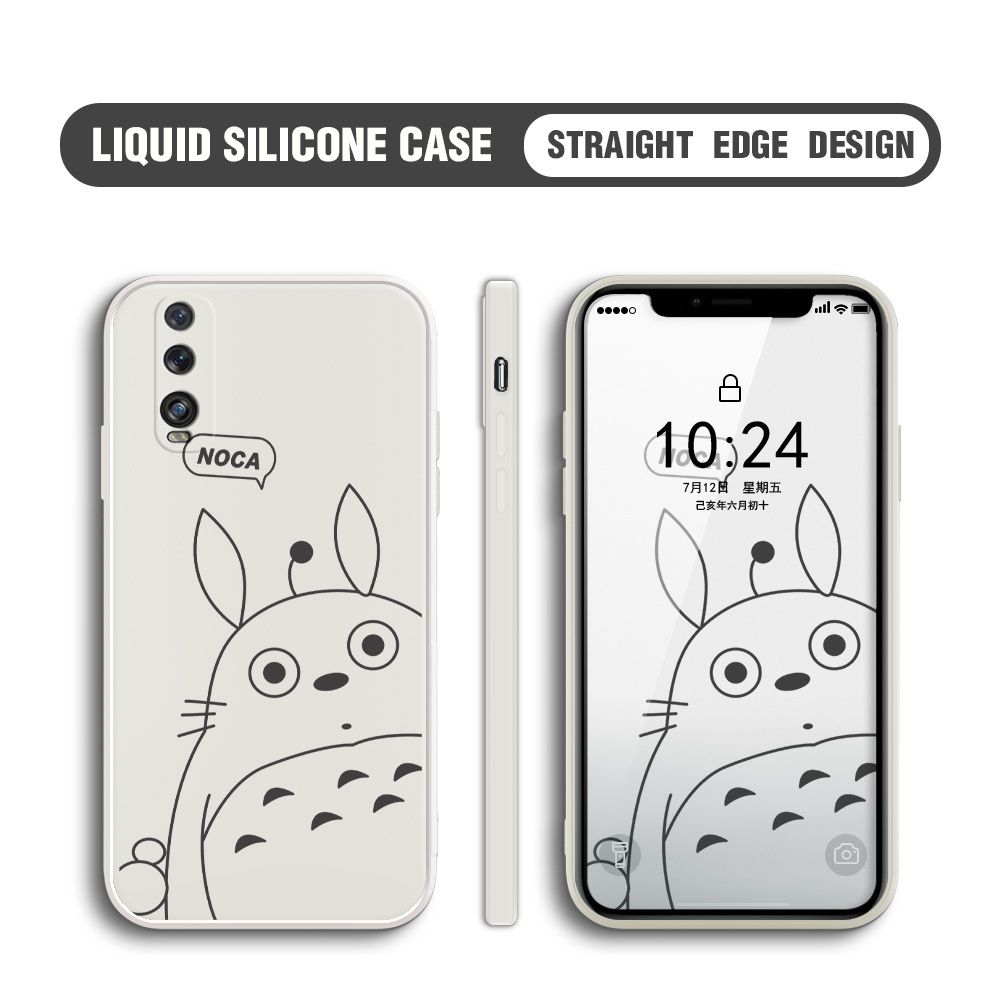 BILI for OPPO Find X2 Back Cover Lovely Totoro Multicolor Liquid Silicone Phone Case Soft Square Lens Protection Phone Cases