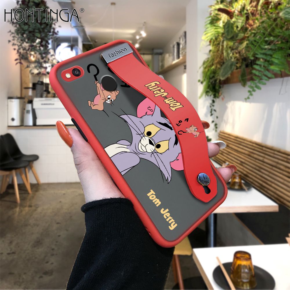 Hontinga for Redmi 4X Back Cover With Wristband Popular Cartoon Pattern Phone Casee Full Lens Protection Thin Frosted Cases