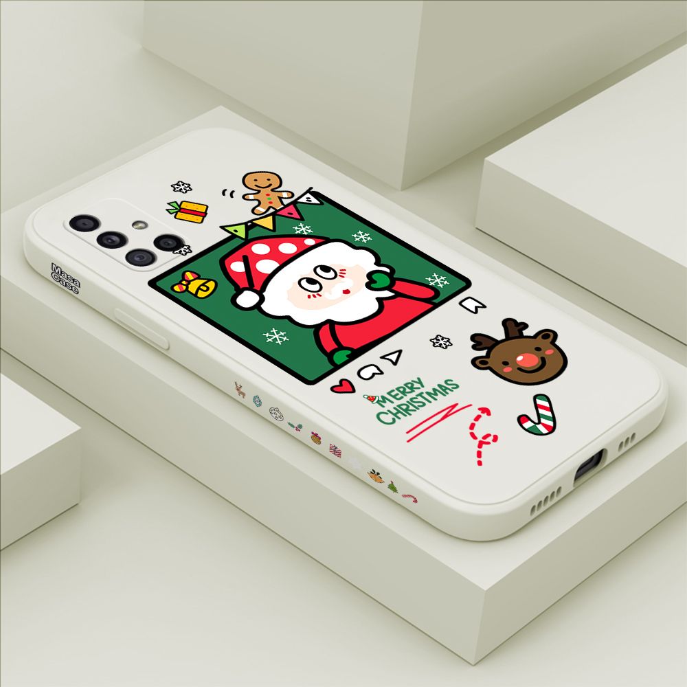 ZeroQiQi for Samsung A51 Case Santa Claus Christmas Gifts Side Printing Cases Soft Liquid Silicone Phone Cover