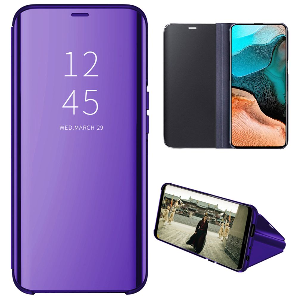 Smart Mirror Flip Phone Case For Xiaomi Poco F2 Pro View PU Leather Stand Protective Cover