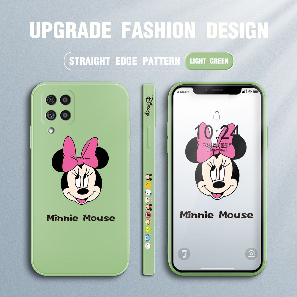 Jizetin for Samsung Galaxy M62 Case Minnie Mickey Mouse Design Side Design Phone Case Square Edge Pattern Liquid Silicone Cases Full Cover Camera Shockproof Protective Case