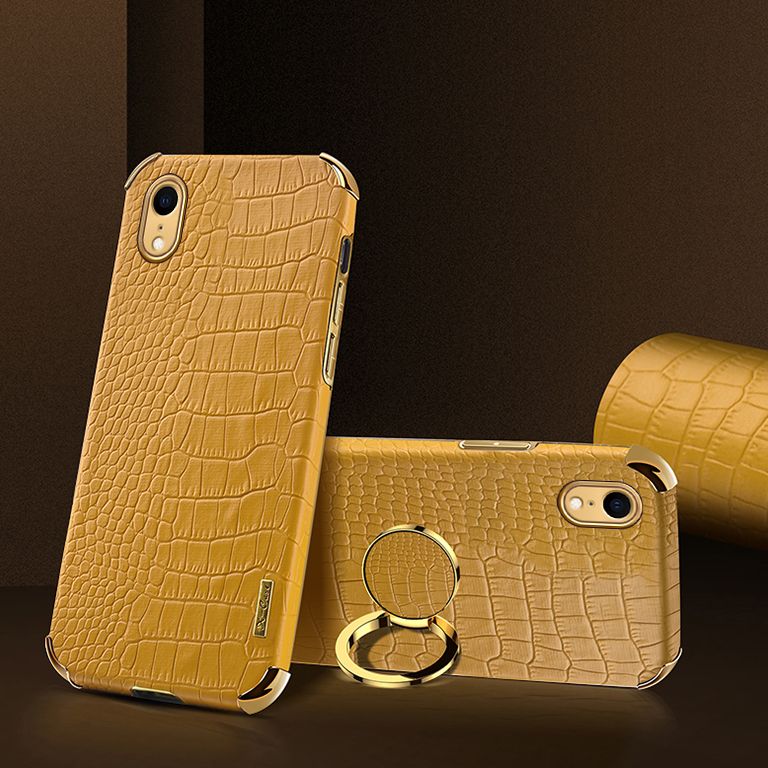 Case for iPhone XR Crocodile Pattern 360 Degree Rotating Ring Protective Cover Compatible with Magnetic Car