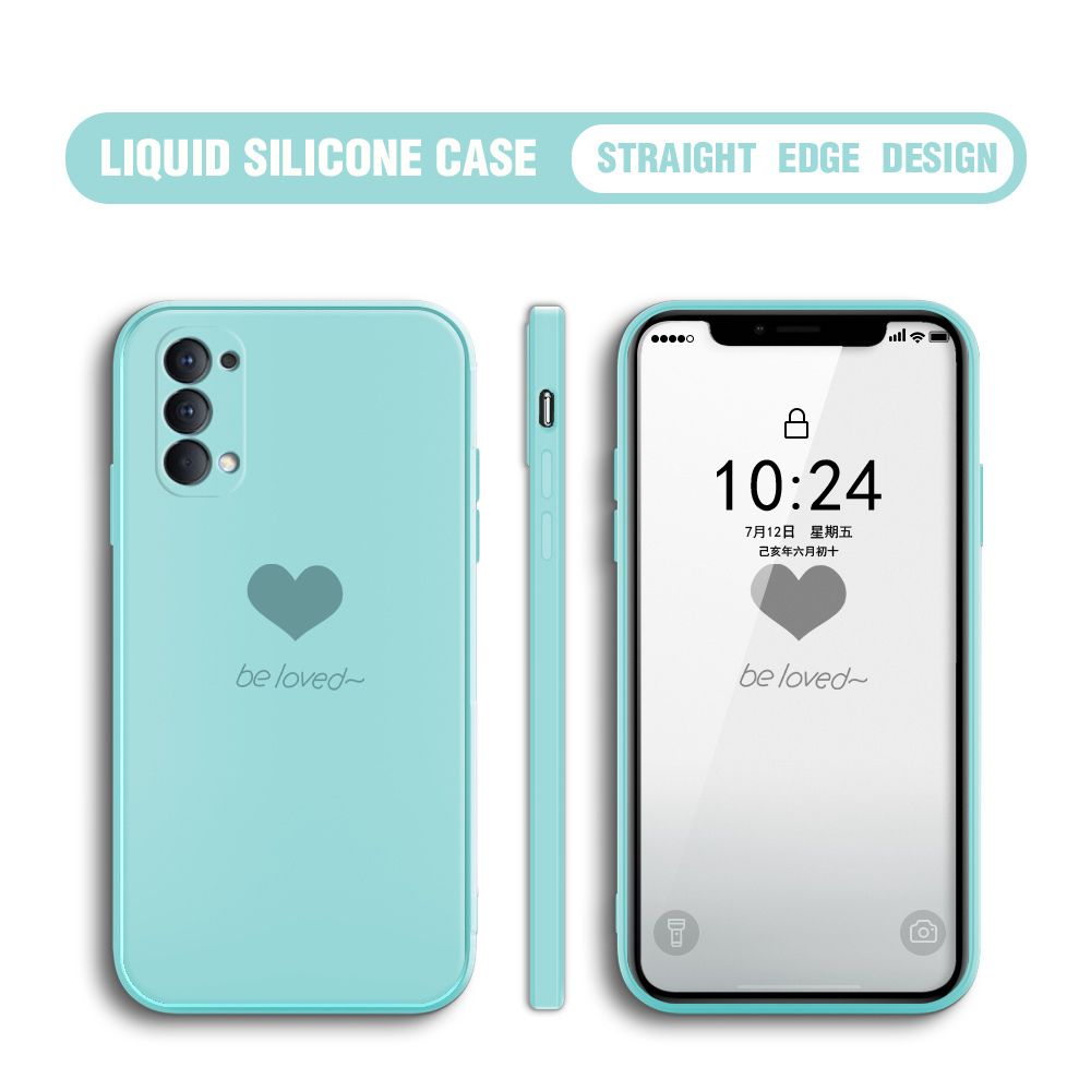 Jizetin for OPPO Reno4 Back Cover Little Love Multicolor Liquid Silicone Phone Case Soft Square Lens Protection Phone Cases