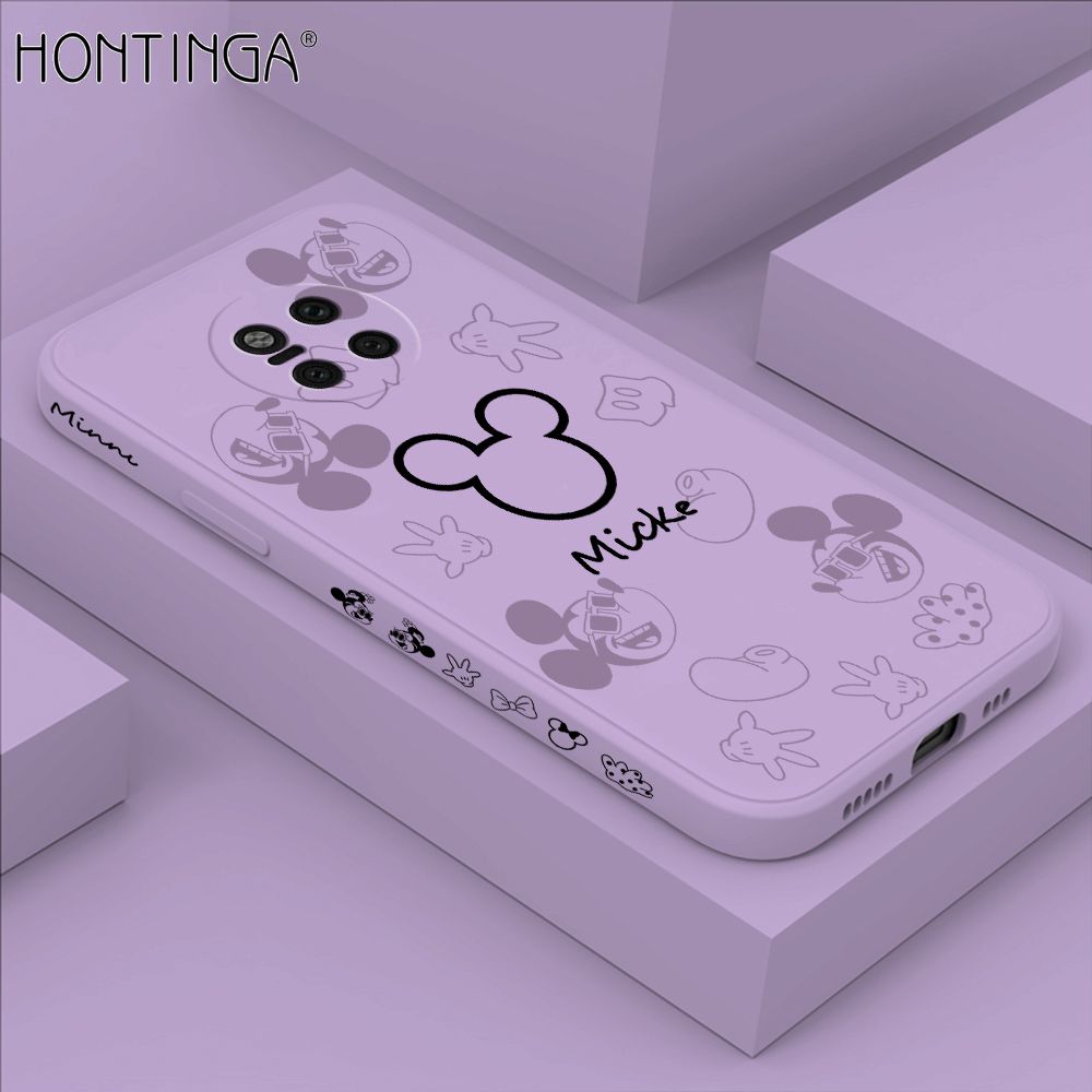 Hontinga for Huawei Mate20 Pro Case Side Design Cute Mouse Avatar Back Cover Soft Square Edge Pattern Liquid Silicone Trend Phone Cases