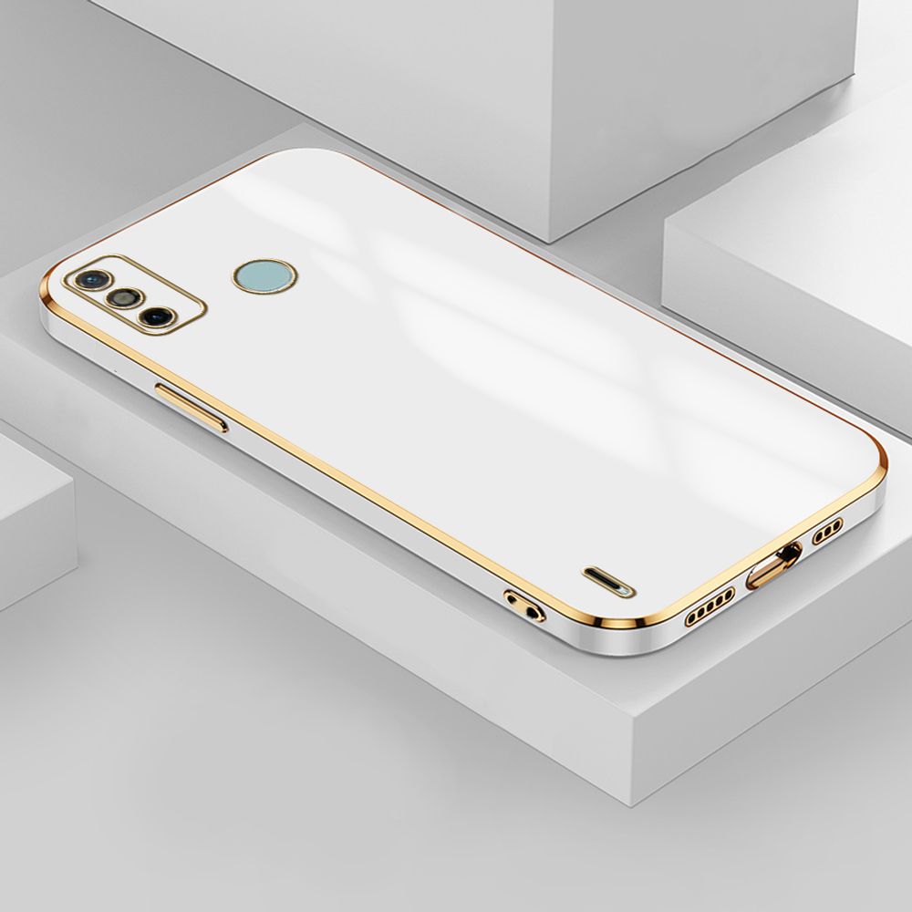 For Tecno Spark Go 2020 Back Cover Fashion Shiny Plating Square Bumper Camera Protection Case Soft Silicone Shockproof Protective Mobile Phone Cases
