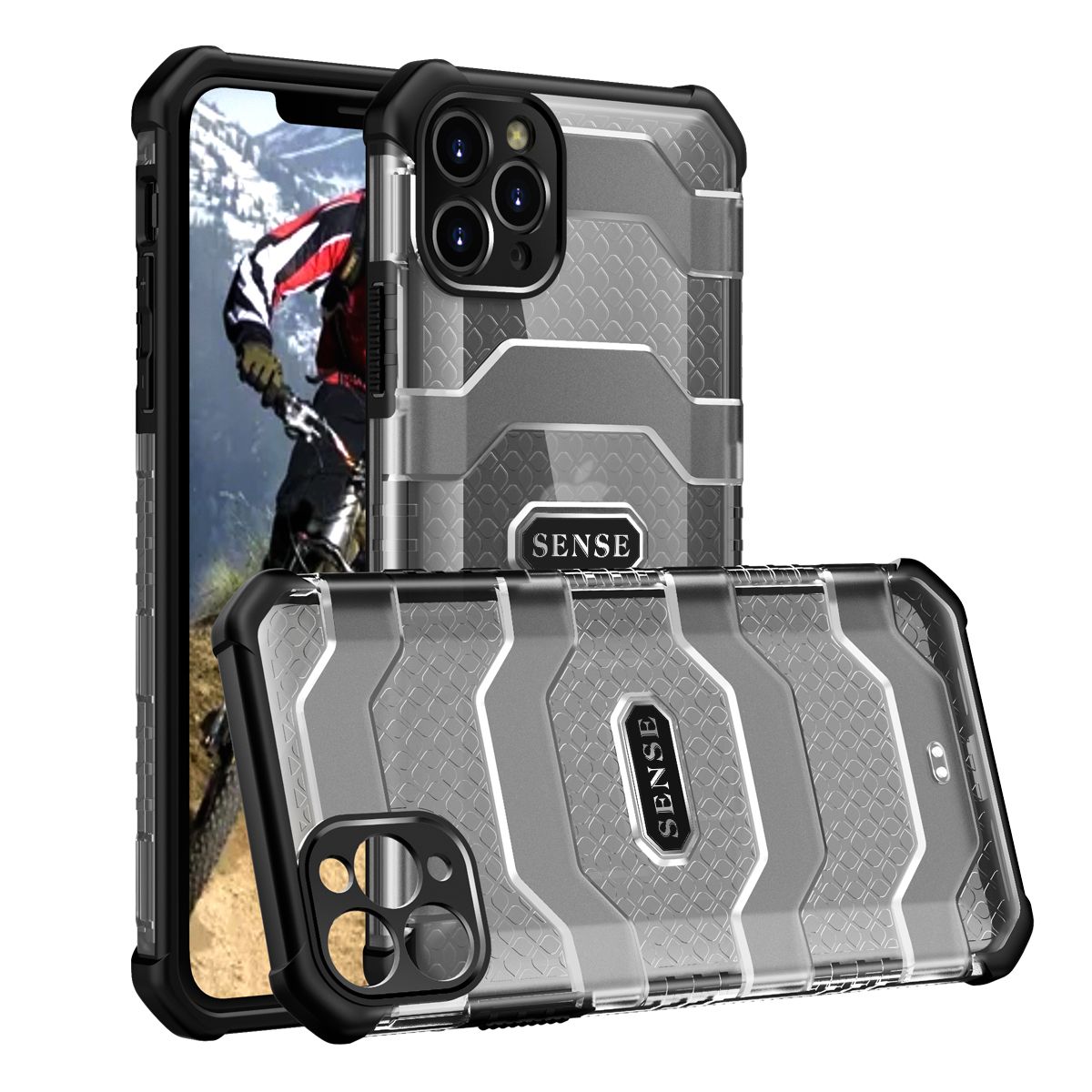 For Apple iPhone 11 Pro 2 in 1 Hybrid Translucent PC Back Reinforced Corners TPU Bumper Military Grade Drop Protection Cover