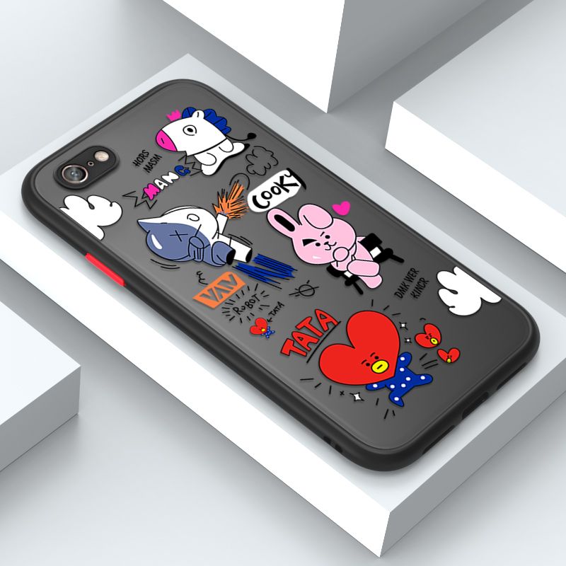 Jizetin for OPPO A71 Cover BTS Animation Image Soft Edge Frosted Transparent Phone Case