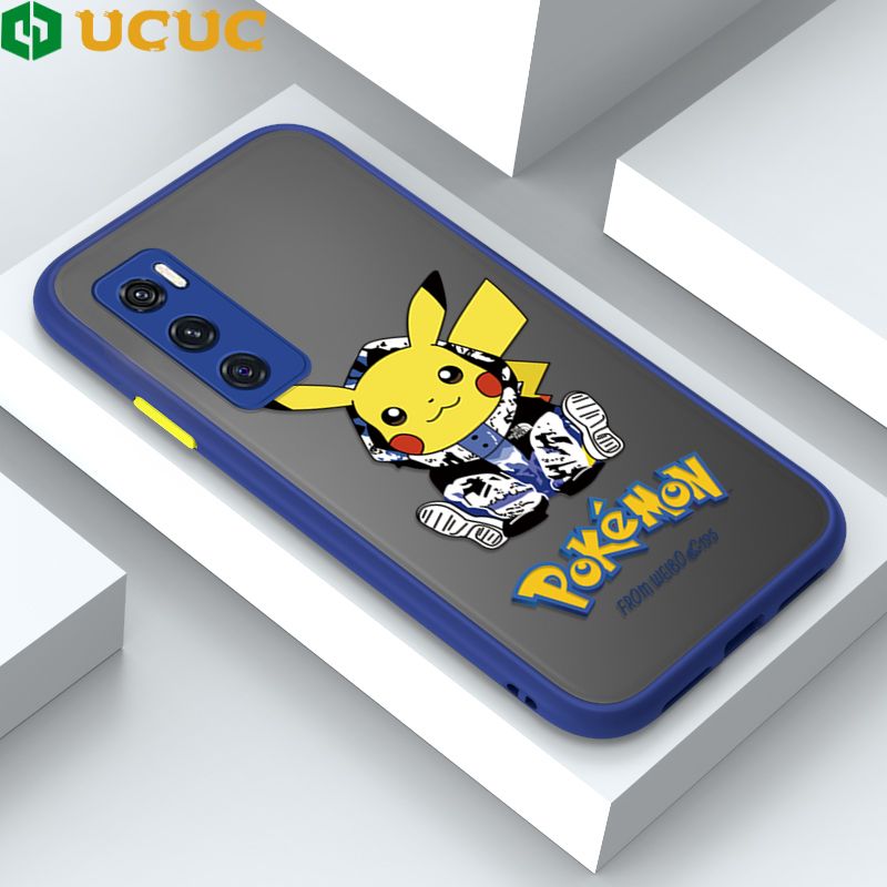 UCUC for Vivo V20 SE Back Cover Wrapped Pikachu Frosted Transparent Hard Phone Case Thin Shockproof Full Cover Camera Protect Case