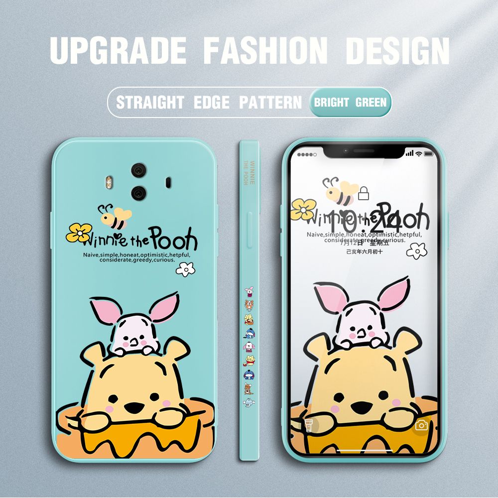 Jizetin for Huawei Mate 10 Case Side Design Phone Cover Lovely Cartoon Pooh Bear Cover Square Edge Pattern Liquid Silicone Trend Case