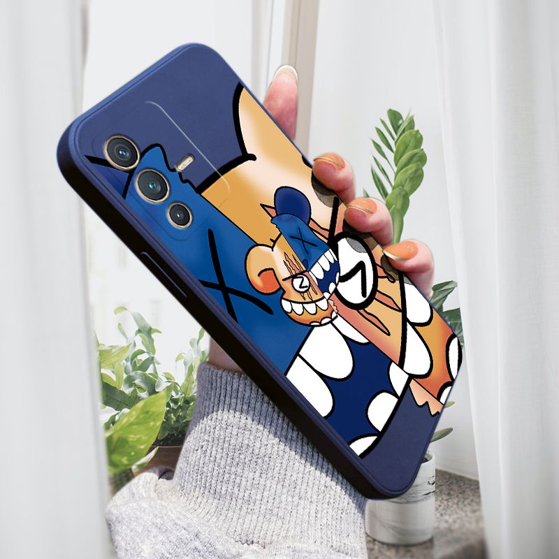 AMORVOR for Vivo V23 5G Back Cover Fashion Popular Side design Soft Case Liquid Silicone Phone Cases