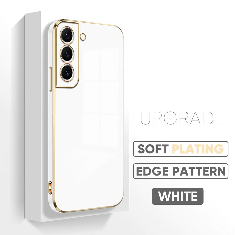 TA for Samsung S22 5G Back Cover + Free Lanyard Luxury 6D Plating Case Side Pattern Soft Silicone Square Mobile Phone Cases