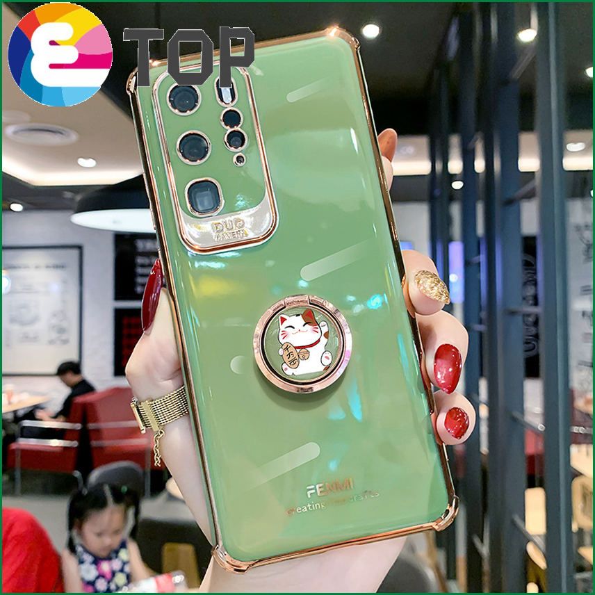 Suitable for Huawei p40pro+ mobile phone shell  bracket p40 silicone protection p30pro electroplating 5g version P20