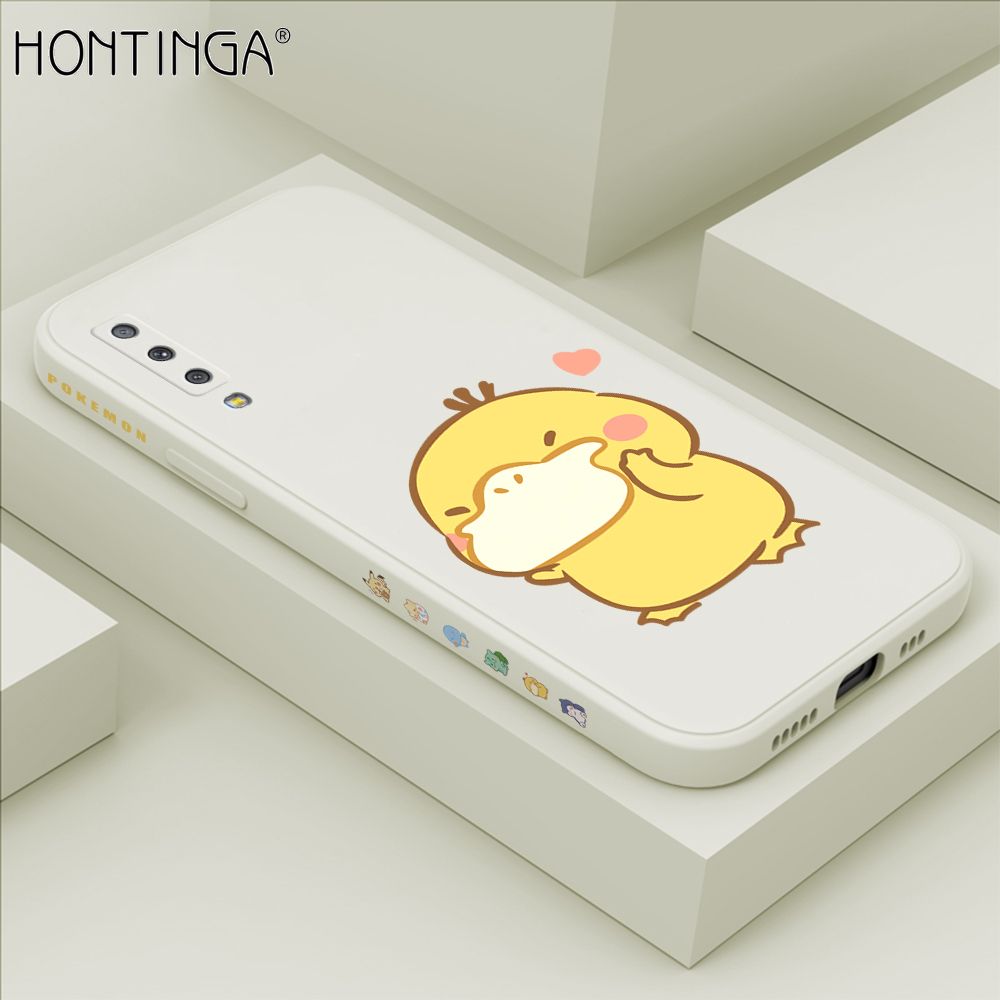 Hontinga for Samsung A7 2018 Case Side Design Trendy Cartoon Sign Back Cover Soft Square Edge Pattern Liquid Silicone Phone Cases