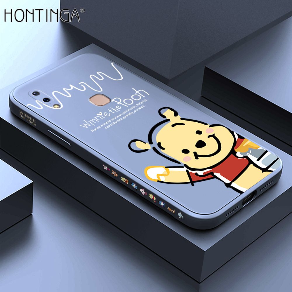 Hontinga for Vivo V9 Case Side Design Hello Little Bear Back Cover Soft Square Edge Pattern Liquid Silicone Trend Phone Cases