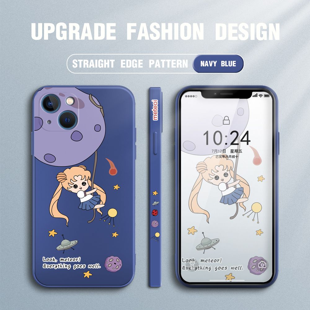 UCUC for iPhone 13 Back Cover Beauty Warrior Ultra Thin Soft Luxury Square Multicolor Liquid Silicone Phone Case