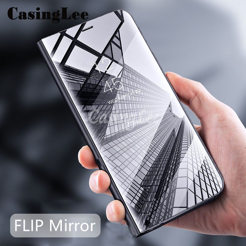 Casinglee For Mi Note 10 Phone Case Smart View Cosmetic Mirror Cases Back Flip Cover for Xiaomi Mi Note10 Back Cover