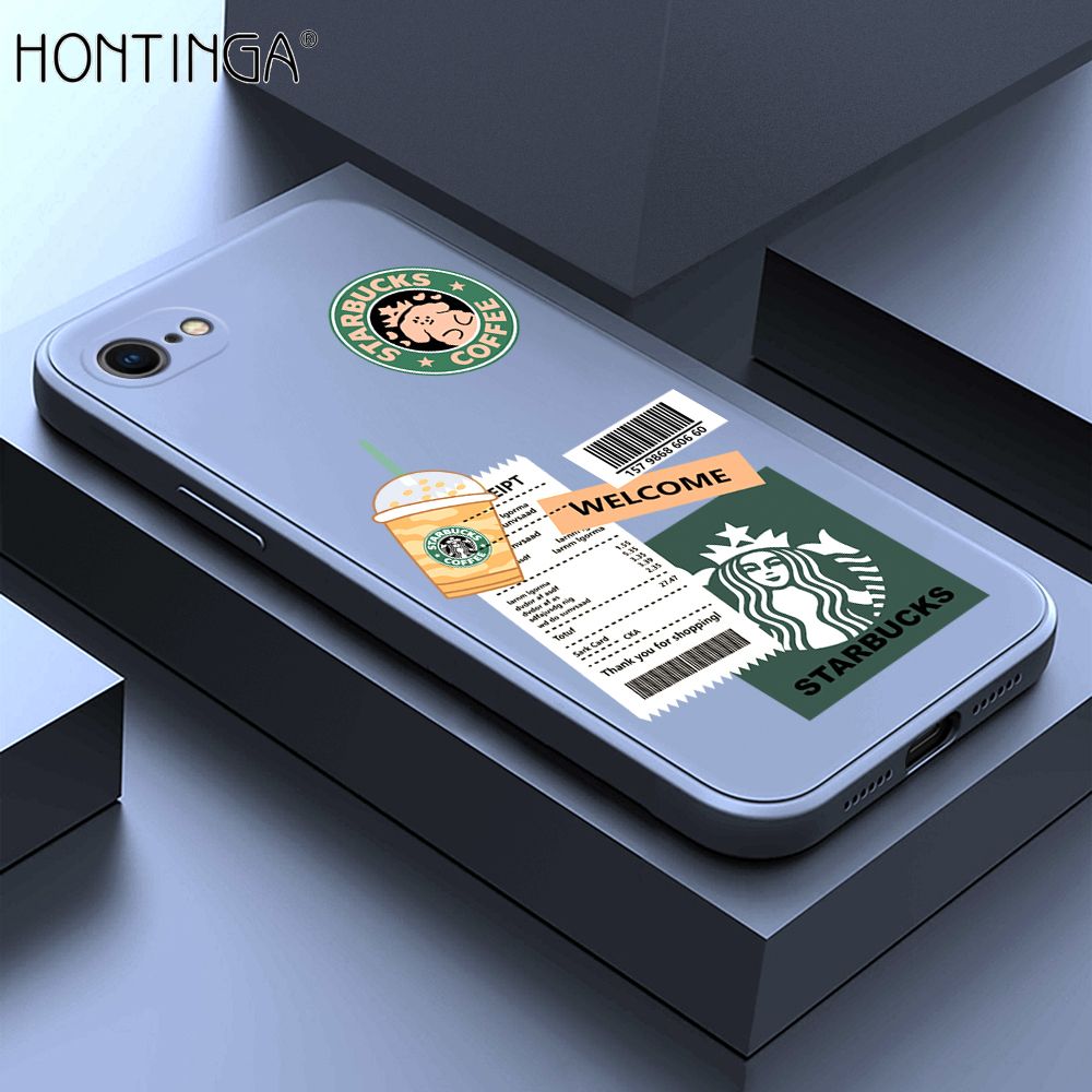 Hontinga for iPhone 8 Case Cartoon Popularity Phone Case Soft Square Edge Silicone Cases Full Lens Cover Shockproof Protection Cover