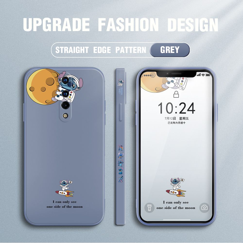 Jizetin for OnePlus 8 Case Side Design Phone Cover  Astronaut Stitch Cover Square Edge Pattern Liquid Silicone Trend Case