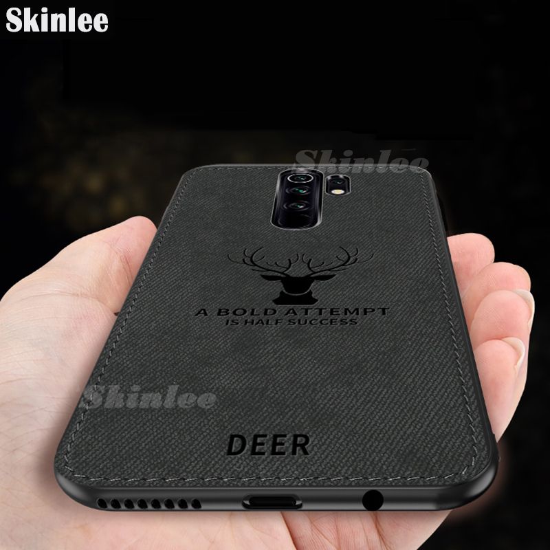 Skinlee for Xiaomi Poco M2 Reloaded Phone Case Slim Hybrid Soft Cover with Deer Design Cloth Back Cover for Xiaomi Poco M2 Reloaded Shell
