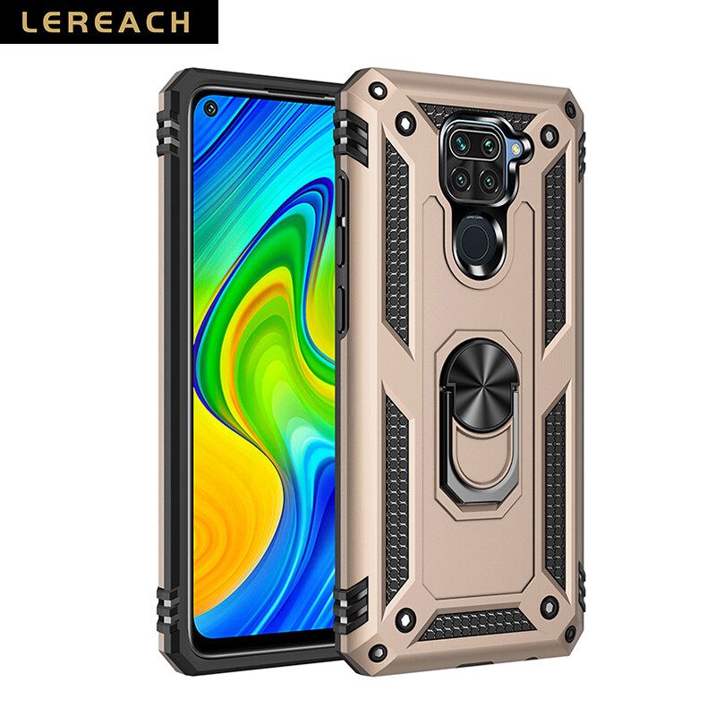 Lereach For Xiaomi Redmi note 9 pro / Redmi Note 9S / Redmi Note 9 Pro Max Mobile Phone Case TUP+PC Hard Ring Car Ring Bracket Shockproof Back Cover