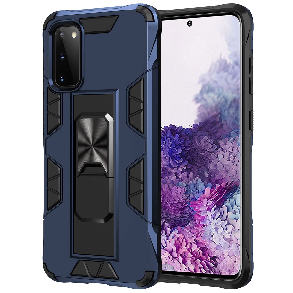 For Samsung Galaxy S20 Dual Layer Heavy Duty Military Grade Drop Protective Case Cover with Rotating Holder Kickstand casing