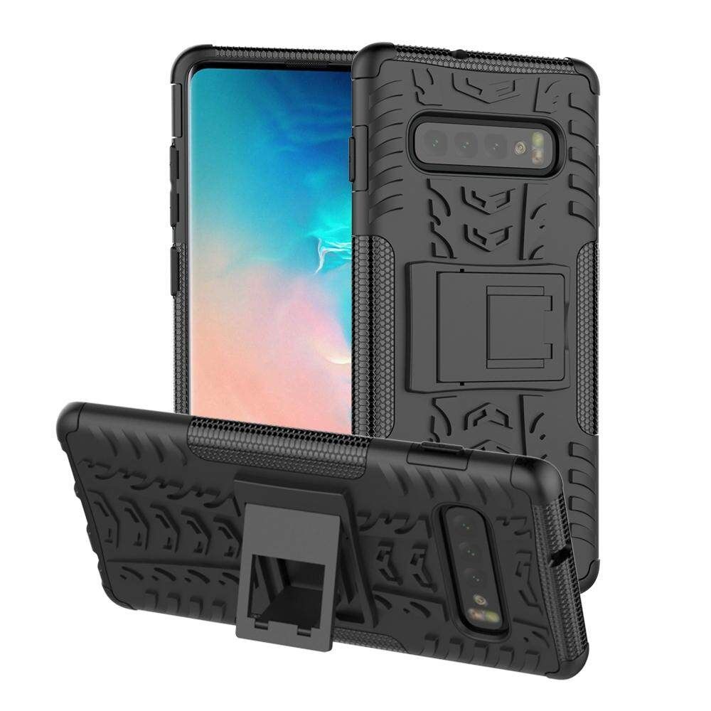 For Galaxy S10 Dual Layer Heavy Duty Armor Tough Hybrid Shockproof Stand Protective Case Cover