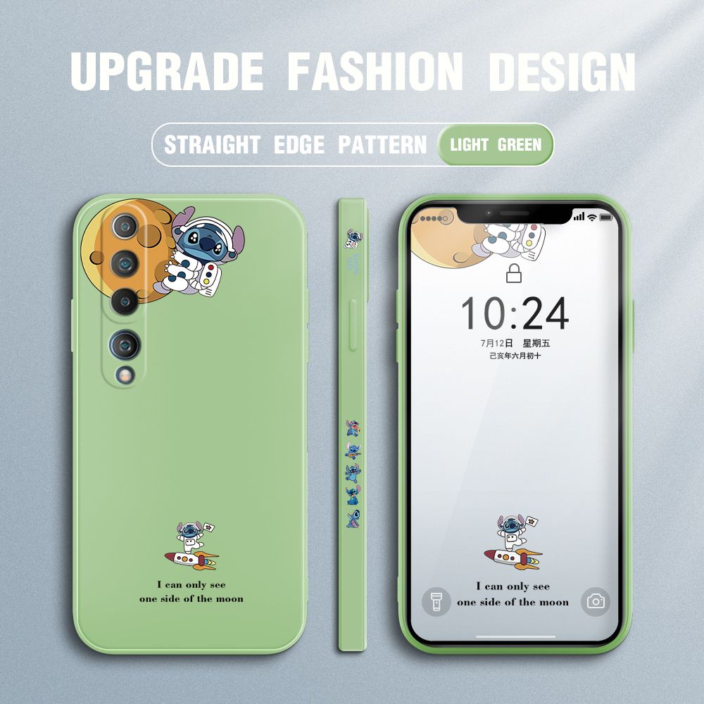 Jizetin for Xiaomi Mi 10 Case Side Design Phone Cover  Astronaut Stitch Cover Square Edge Pattern Liquid Silicone Trend Case