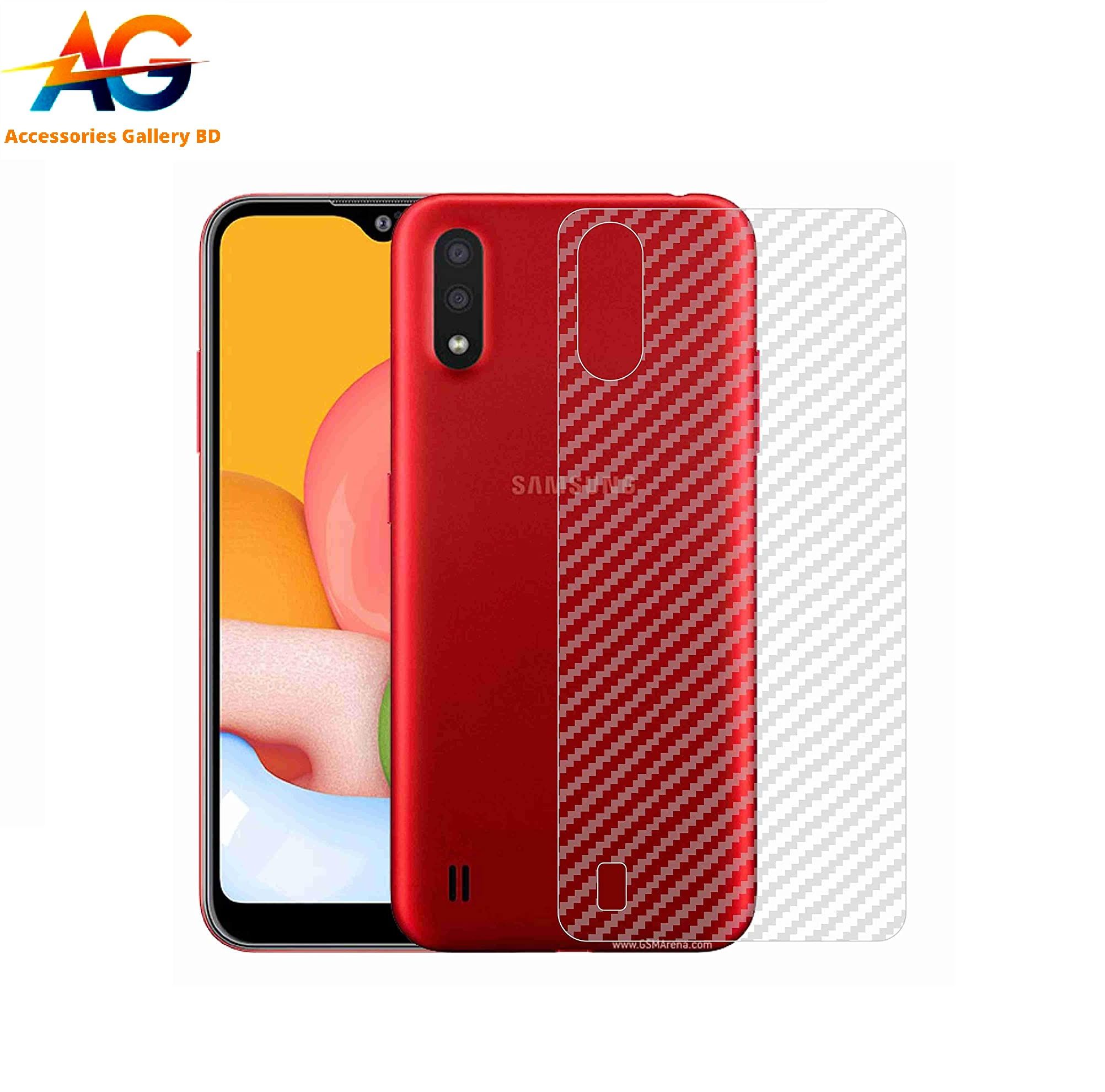 Samsung Galaxy M01 Carbon Fiber Sticker Vinyl Back Poly Skin Protector