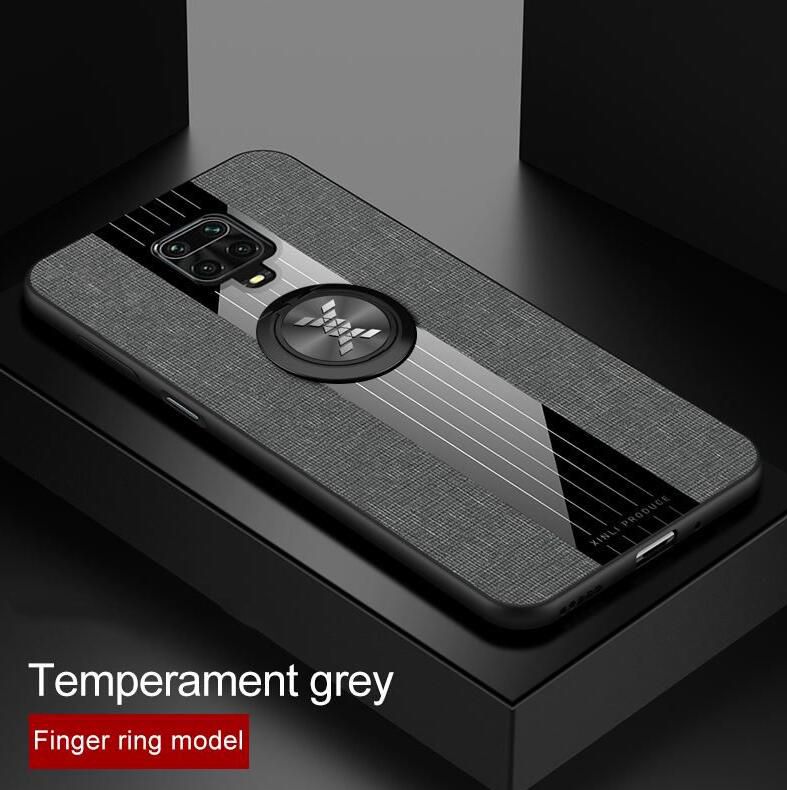icasecover for Redmi Note 9S / Redmi Note 9 Pro Hard Case Hybrid Fabric TPU Shockproof Metal Ring Holder Cover