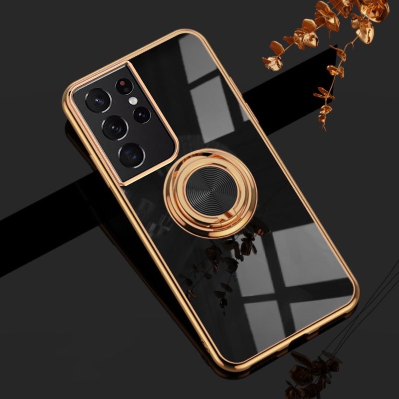 For Samsung Galaxy S21/Galaxy S21 5G Luxury Electroplating Soft TPU One-piece Shell with Ring is Compatible case