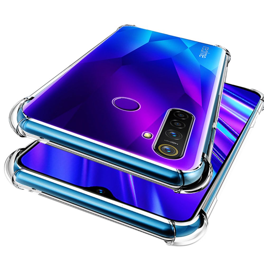 For OPPO Realme 5 Pro Phone Case Transparent Soft Gel TPU Reinforced Corners Cushion Bumper Shockproof Drop Protection Case Cover