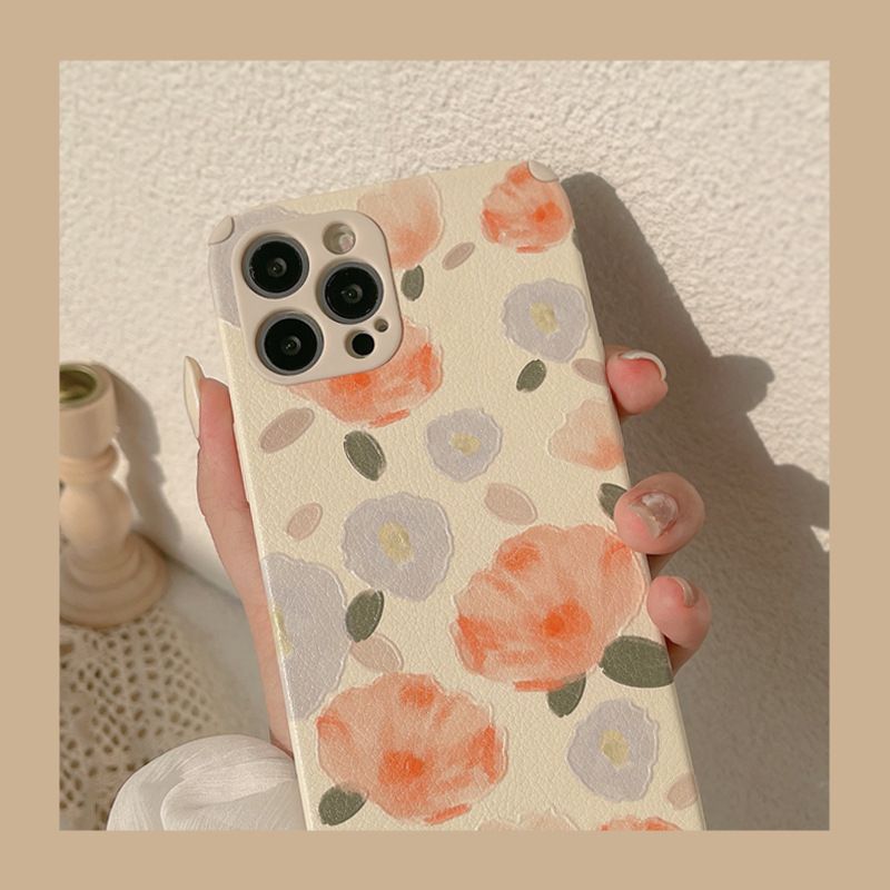 Leather Mobile Phone Case Retro Style Flower Pattern Silicone Soft Cover