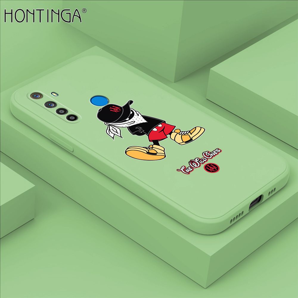Hontinga for Realme 5 5i 5S 6i Case Cartoon Masked Mouse Phone Case Soft Square Edge Silicone Cases Full Lens Cover Shockproof Protection Cover