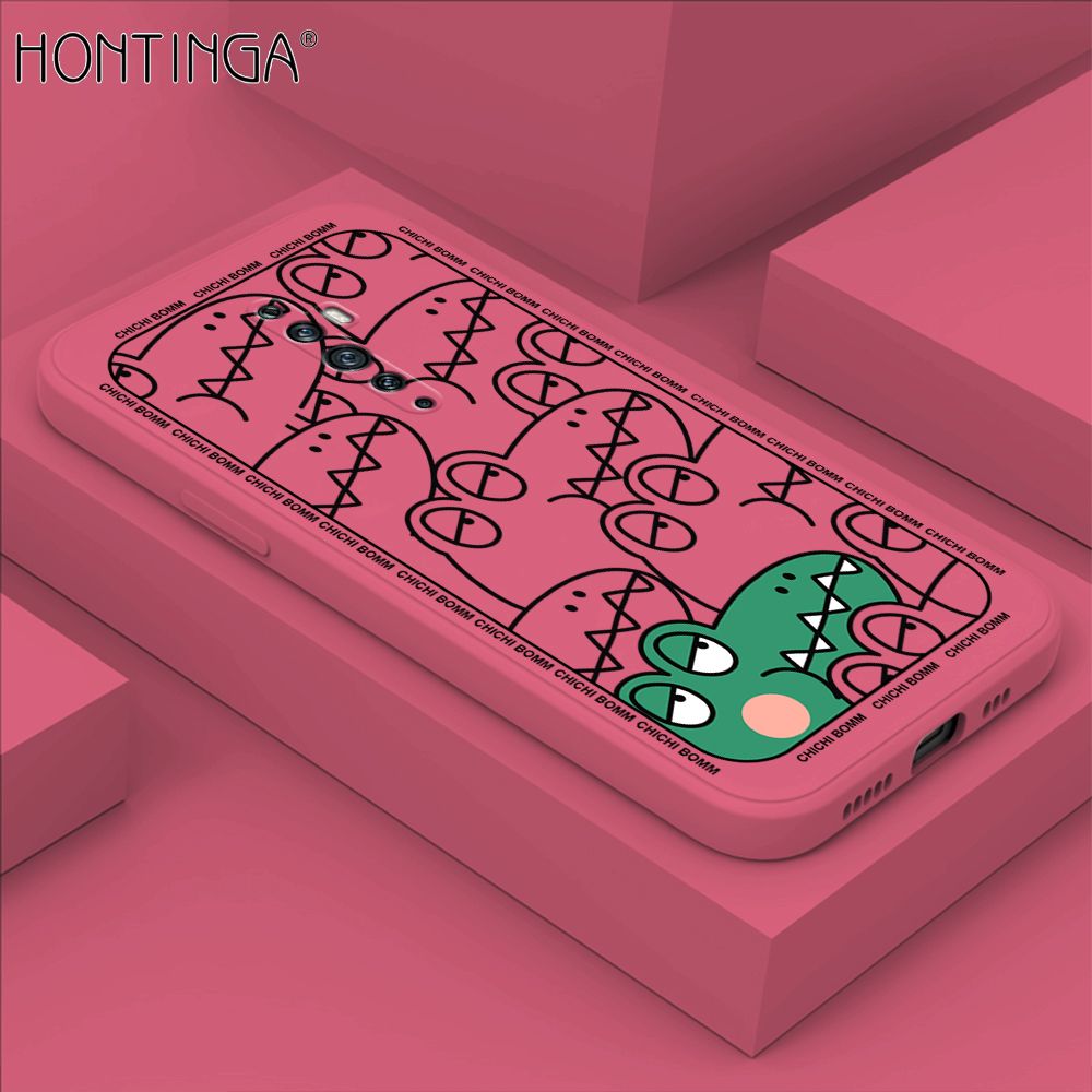 Hontinga for OPPO Reno 2 Case Cartoon Crocodile Alligator Phone Case Phone Case Soft Square Edge Silicone Cases Full Lens Cover Shockproof Protection Cover
