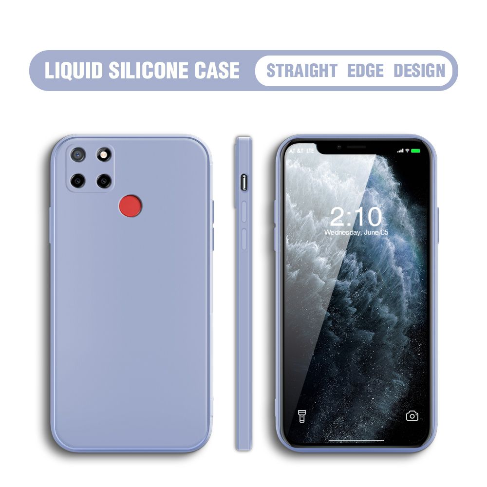 BILI for Realme Narzo 20 / Realme Narzo 30A / Realme C25 / Realme C12 Back Cover Ultra Thin Soft Luxury Square Multicolor Liquid Silicone Phone Case